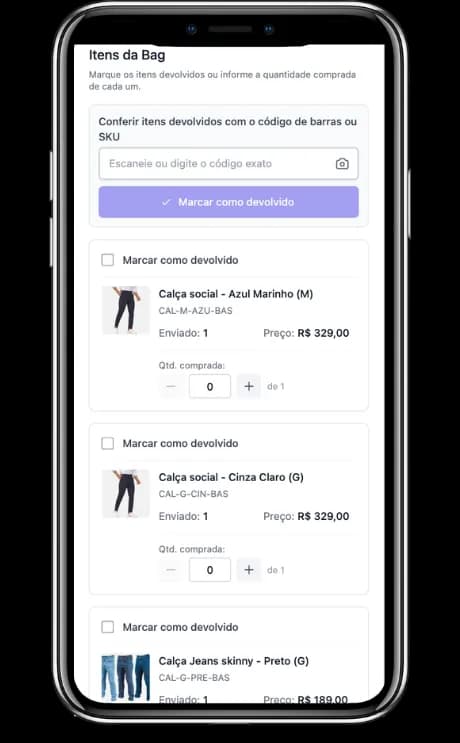 Acompanhamento de uma bag e contato com a cliente pelo WhatsApp